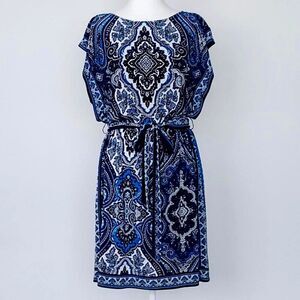 INC International Concepts Women’s Petite Small Blue Multicolor Paisley Dress